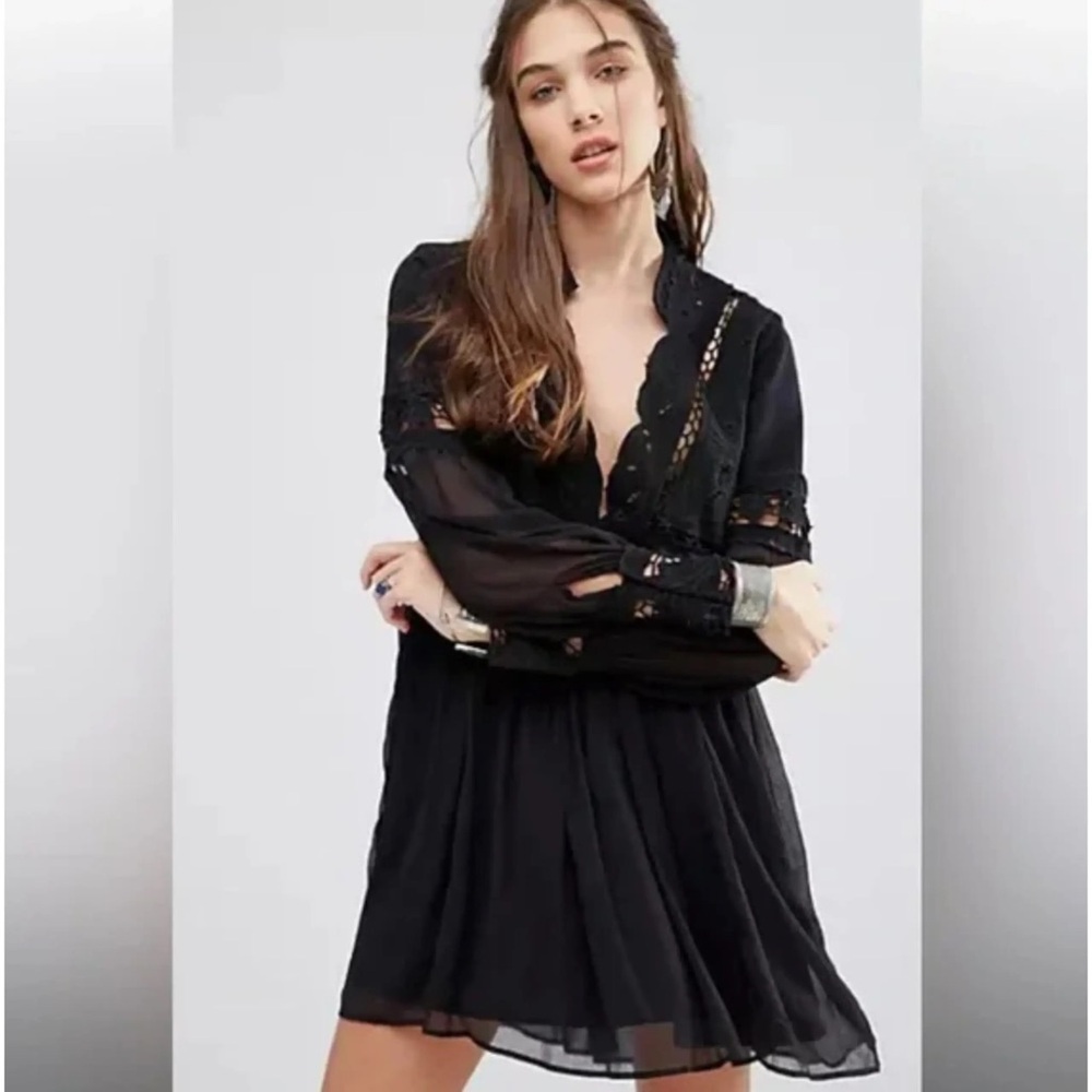 Free People Black Hobo Crocheted Dreamland Lace Dress - Picture 5 of 13